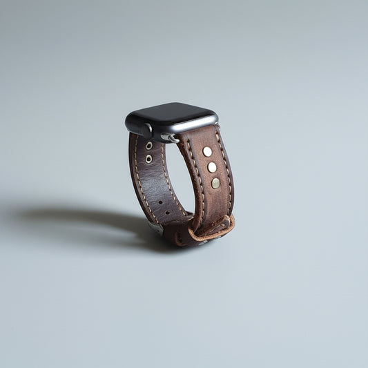 Oiltanned brown Apple watch strap - Indianleathercraft