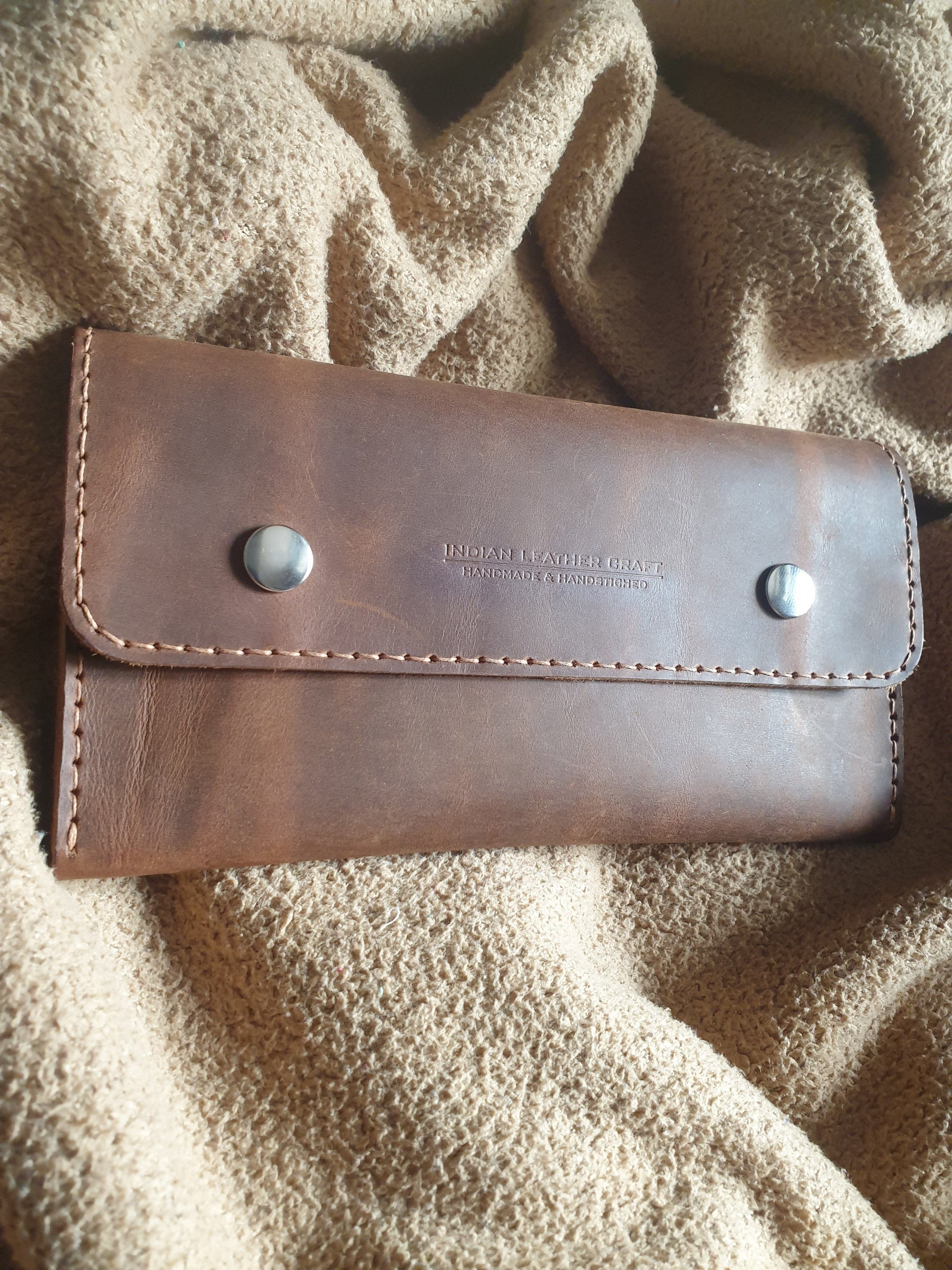 Indianleathercraft Handmade brown leather phone case