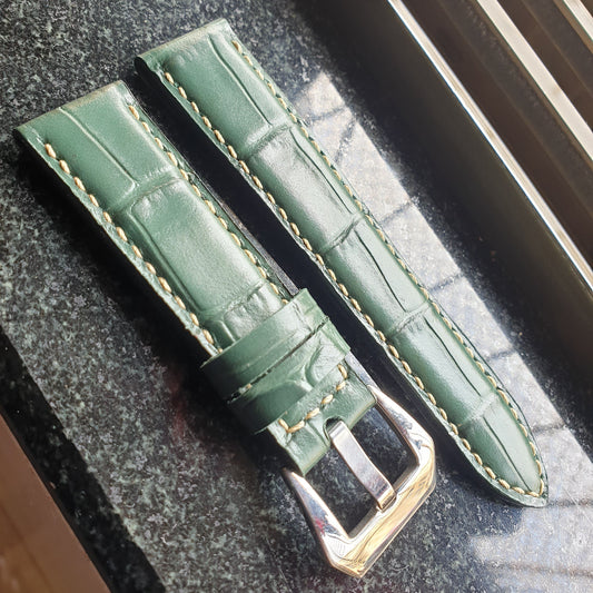 Indianleathercraft Handmade green leather strap