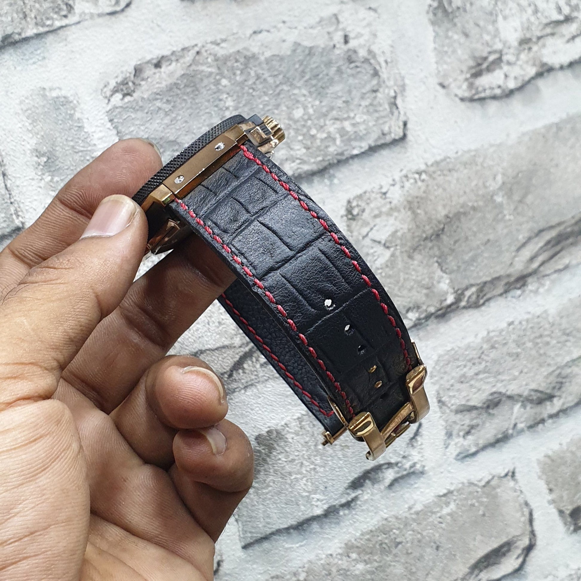 Indianleathercraft Handmade leather strap for hublot