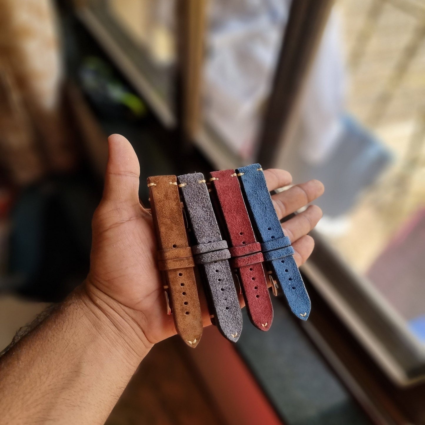 Indianleathercraft Handmade suede leather strap
