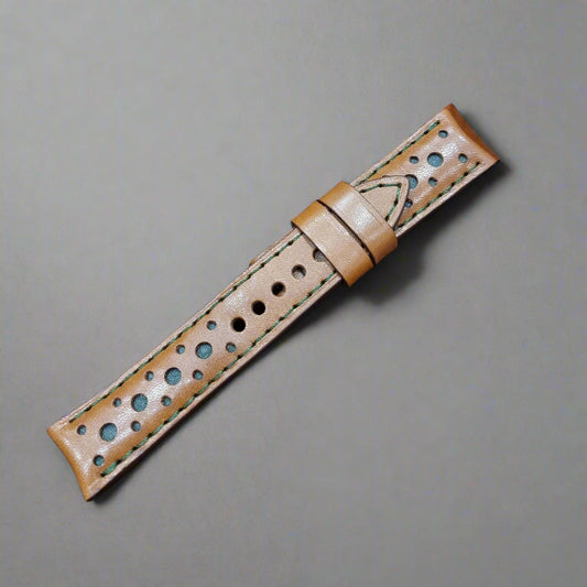 Indianleathercraft Handmade tan rally leather strap