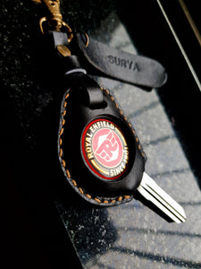 Indianleathercraft royal enfield key case Right cut / Black Royal Enfield leather key cover