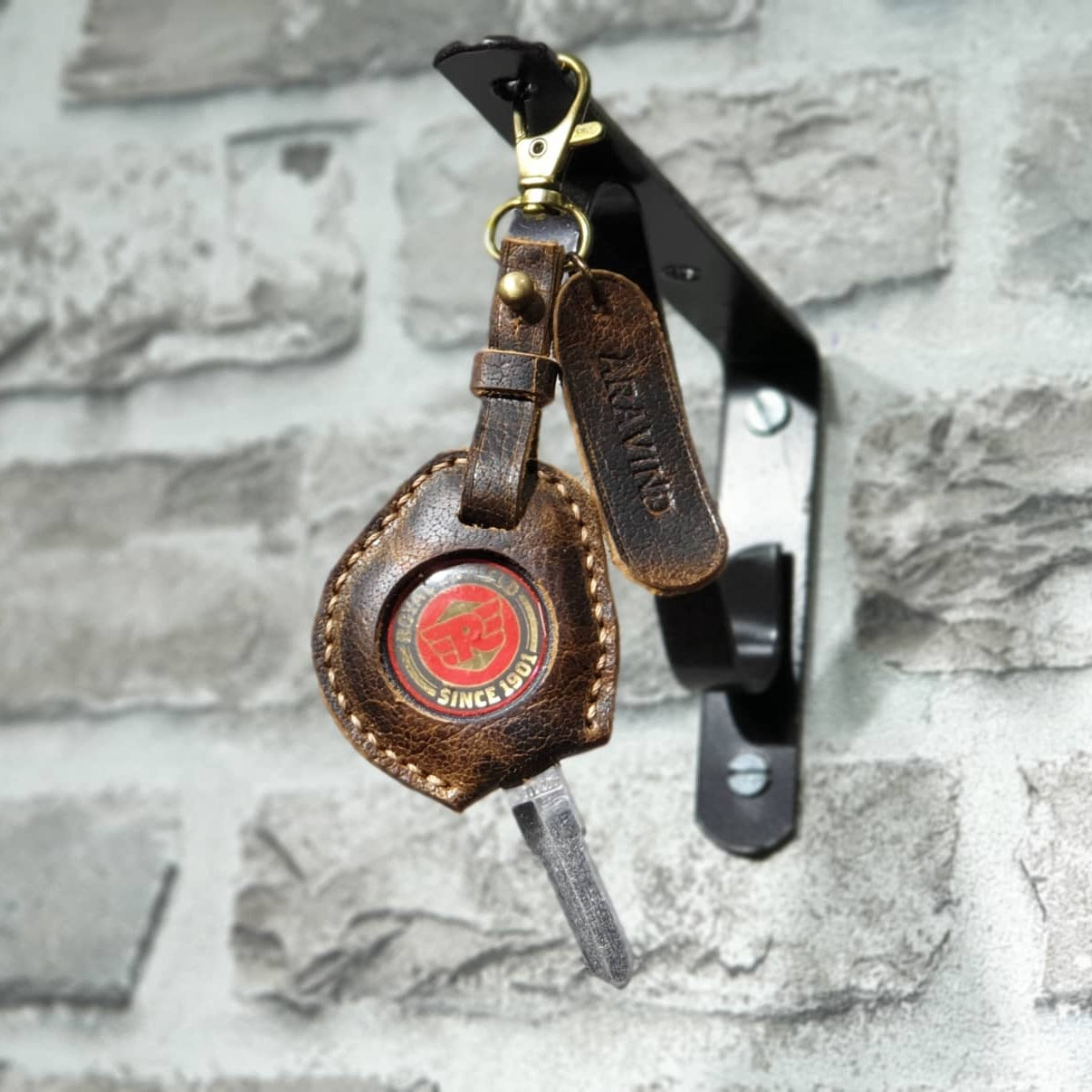 Royal Enfield bullet leather key cover - Indianleathercraft