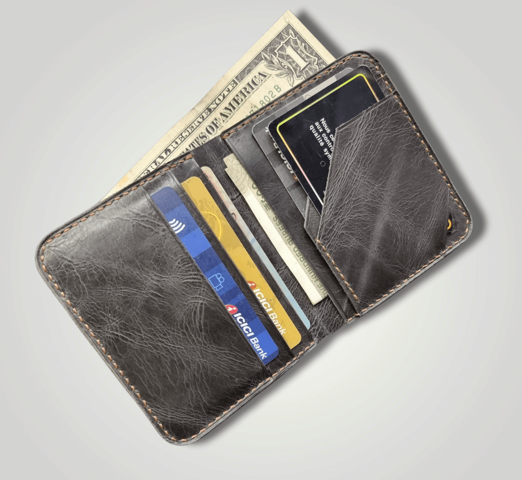 Indianleathercraft Vintage grey Handmade green leather wallet