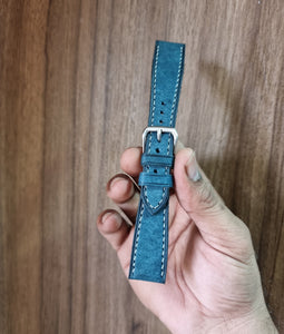 Indianleathercraft Watch Bands 18mm / Blue Italian pueblo leather strap