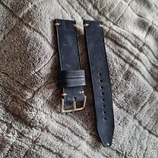 Indianleathercraft Watch Bands 18mm Navy nubuk leather watch strap