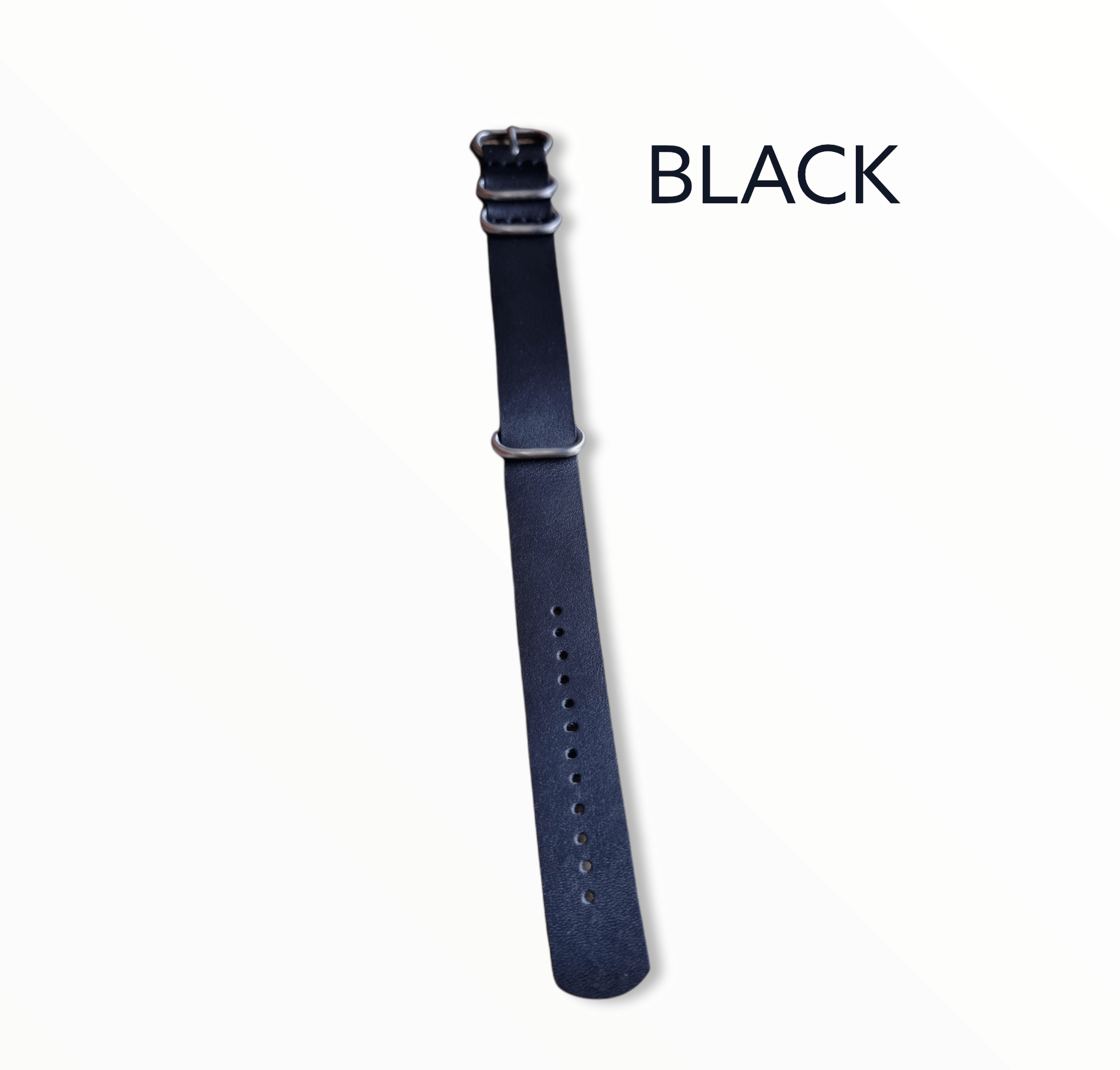 Indianleathercraft Watch Bands 20mm / Black Handmade nato leather strap