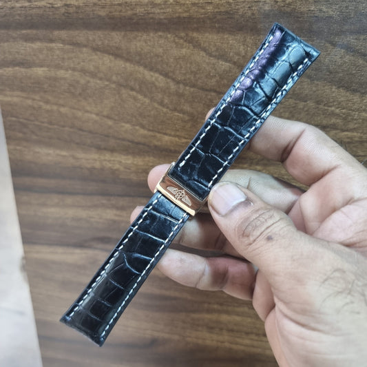 Indianleathercraft Watch Bands Black / 22mm Handmade Breitling leather strap