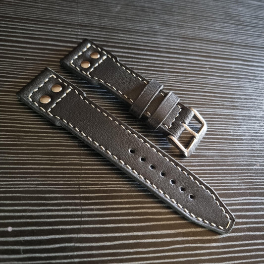 Indianleathercraft Watch Bands Black leather strap for IWC