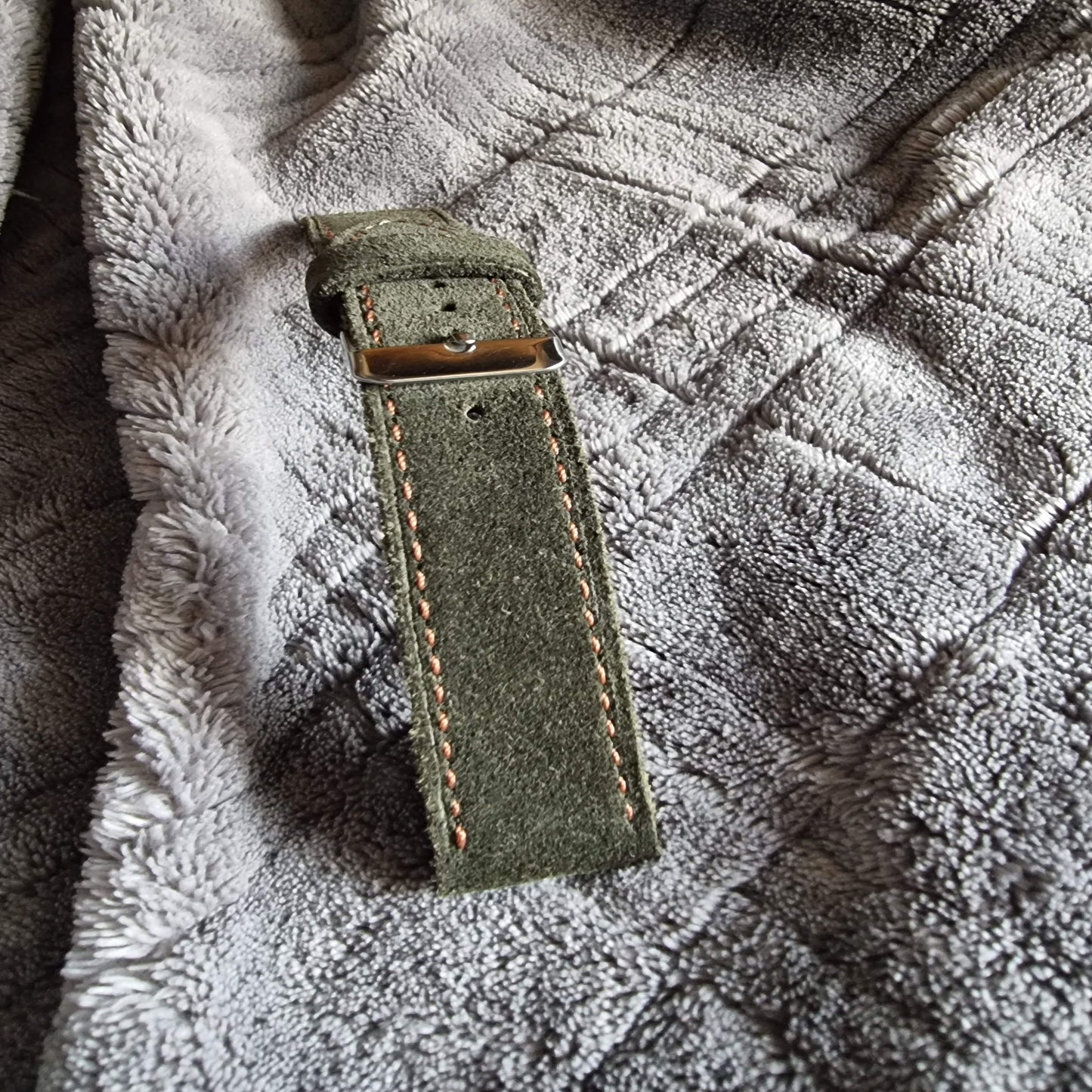 Indianleathercraft Watch Bands Handmade green suede strap for Oris
