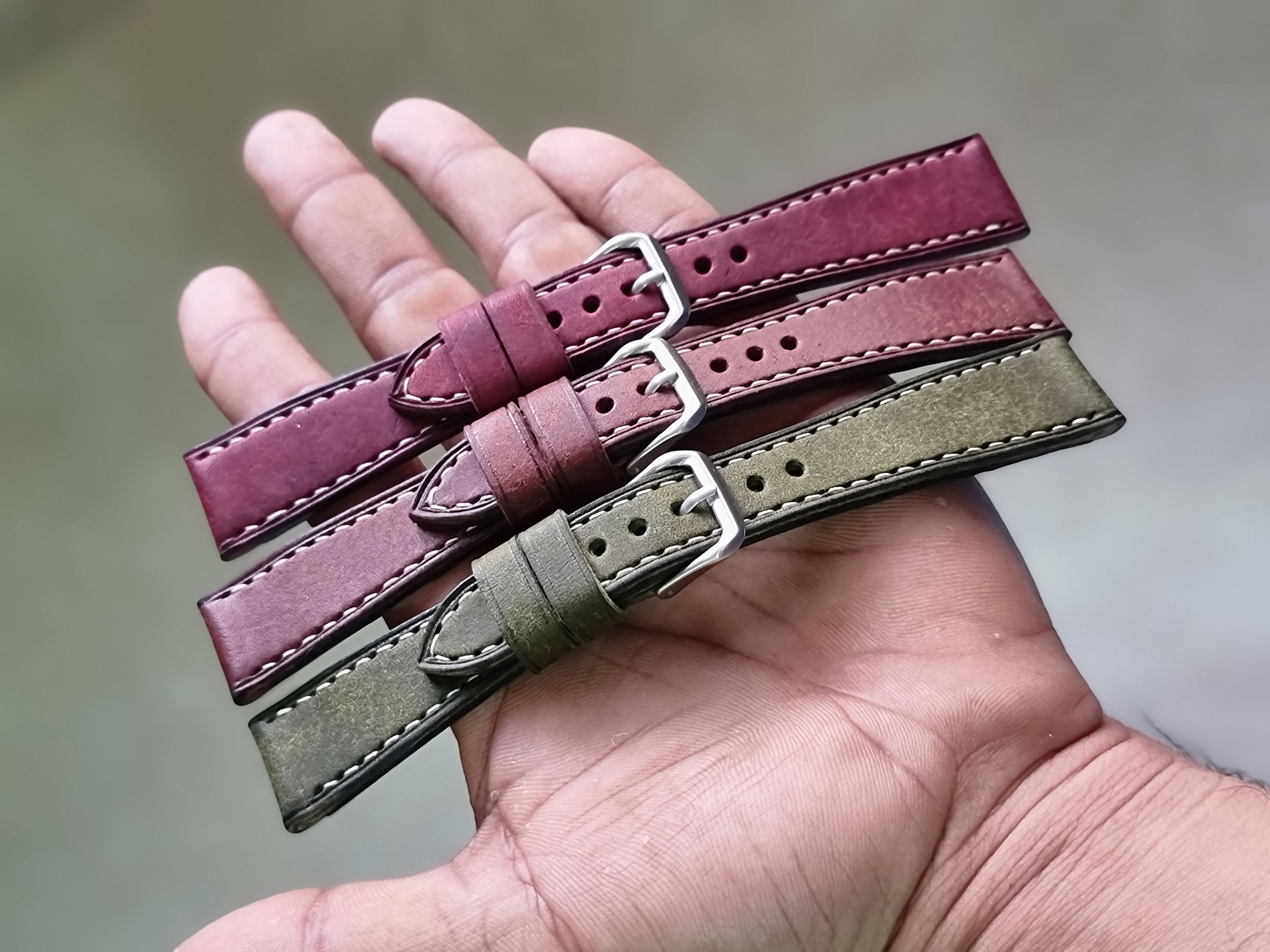 Balabanoff Black Epsom Leather Watch Strap Band / 100% Handmade from Premium Italian Leather / 24 mm, 22 mm, 20 mm, 18 mm Custom Sized