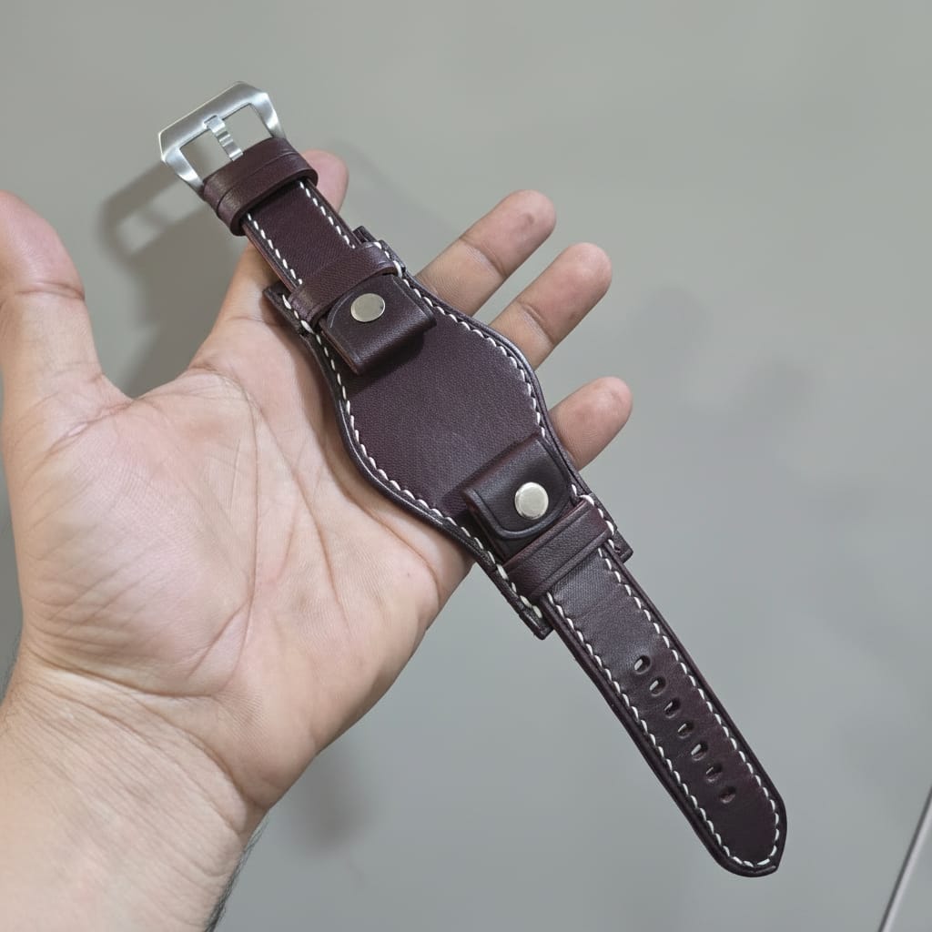 Indianleathercraft 18mm / Burgundy Horween USA leather bund strap