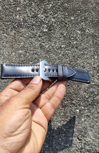 Indianleathercraft 22mm / Black Shell cordovan leather panerai straps