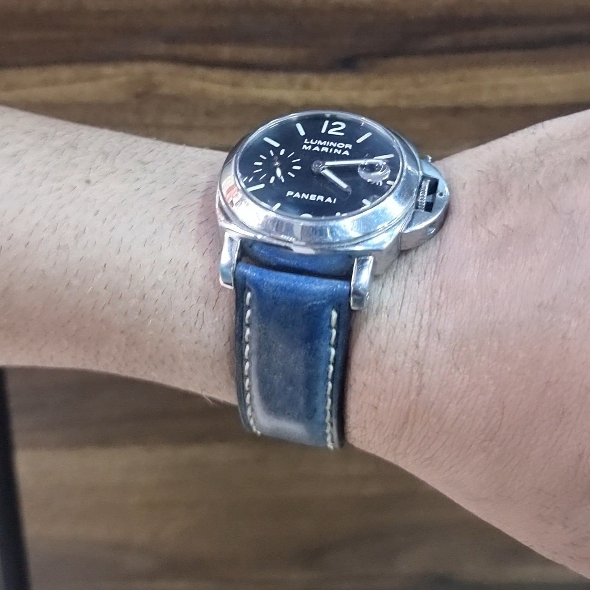 Indianleathercraft 22mm / Blue Shell cordovan leather panerai straps