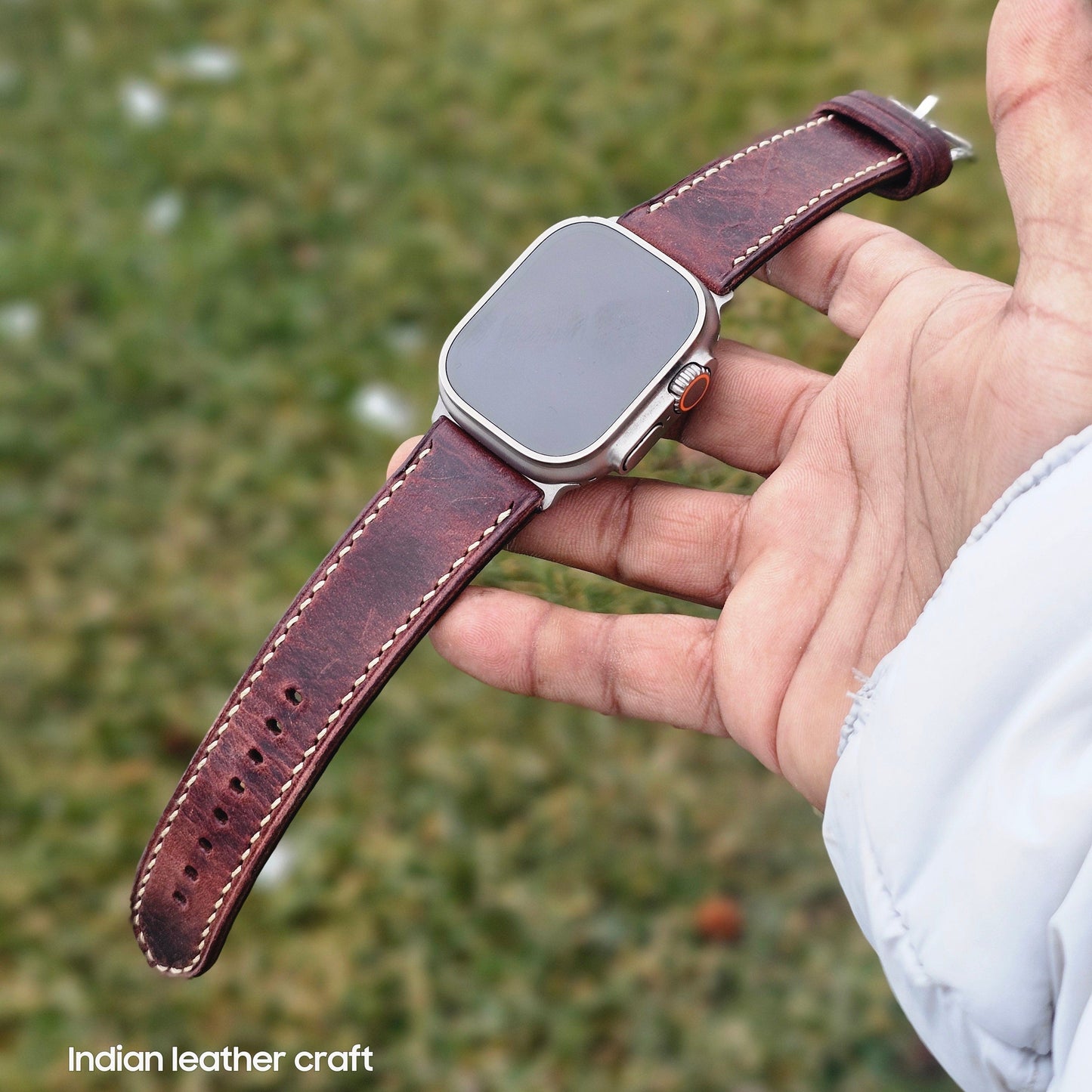 Indianleathercraft applewatchband Brown / 49mm / Ultra 2 Italian leather apple watch bands