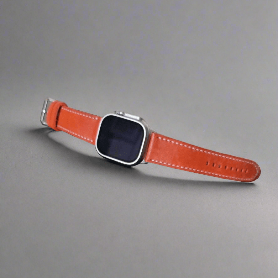 Indianleathercraft applewatchband Orange / 49mm / Ultra 1 Italian leather apple watch bands