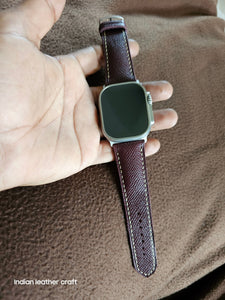 Indianleathercraft applewatchband Series 7 - 41mm / Burgundy Epsom leather apple watch bands