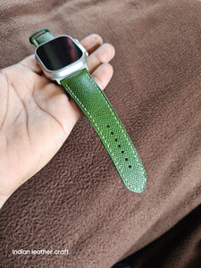 Indianleathercraft applewatchband Series 7 - 41mm / Green Epsom leather apple watch bands
