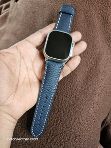 Indianleathercraft applewatchband Series 7 - 41mm / Navy Epsom leather apple watch bands