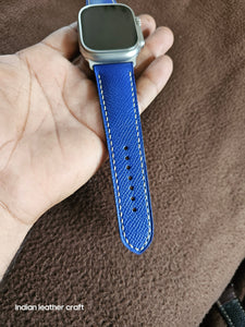 Indianleathercraft applewatchband Series 7 - 41mm / Royal Blue Epsom leather apple watch bands