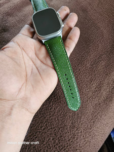 Indianleathercraft applewatchband Series 7 - 45mm / Green Epsom leather apple watch bands