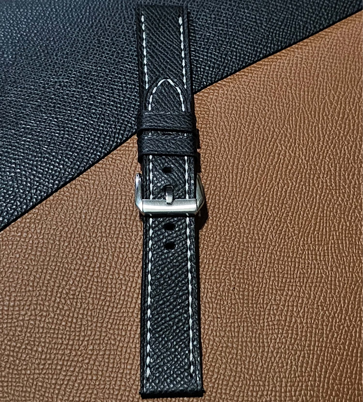 Indianleathercraft Black / 18mm Epsom leather strap