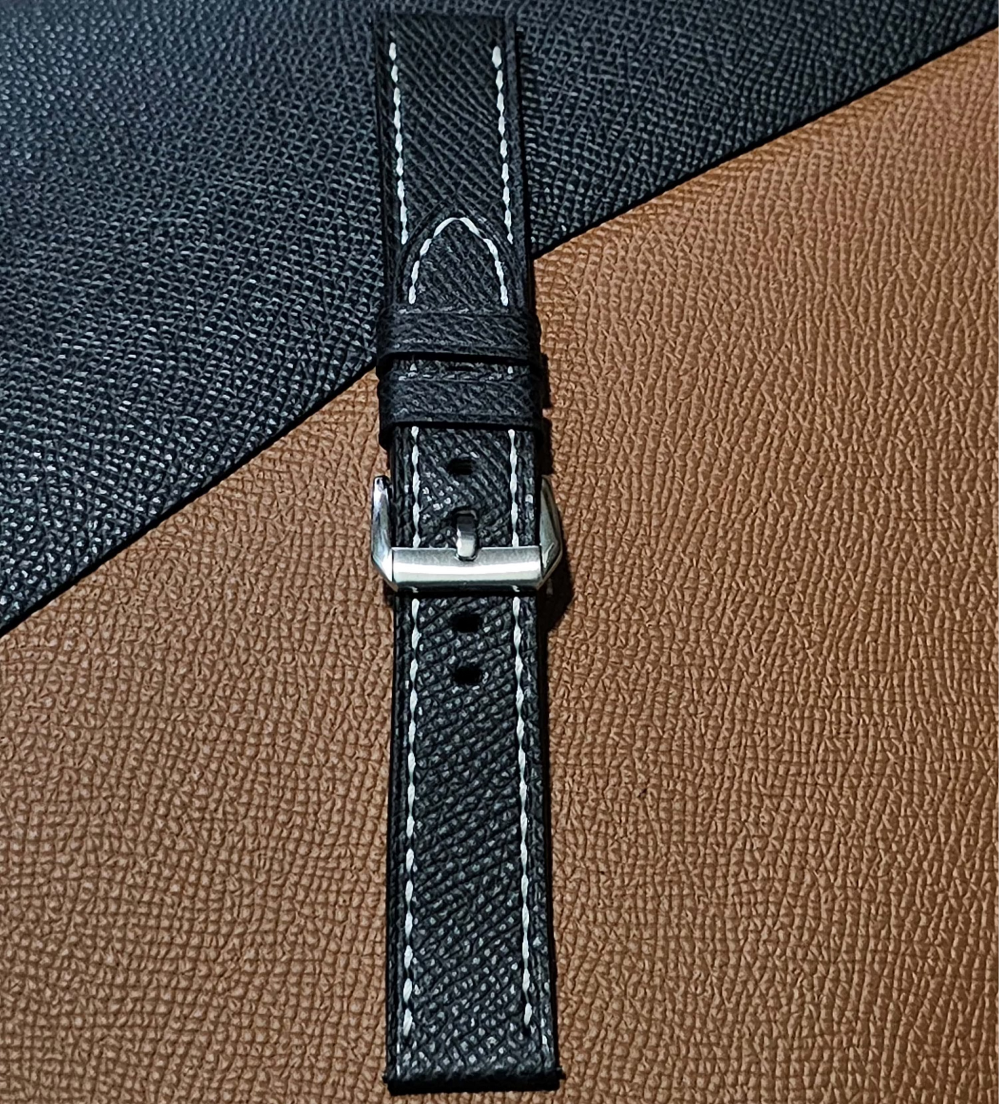 Indianleathercraft Black / 18mm Epsom leather strap