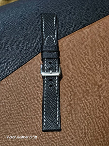 Indianleathercraft Black / 18mm Epsom leather strap