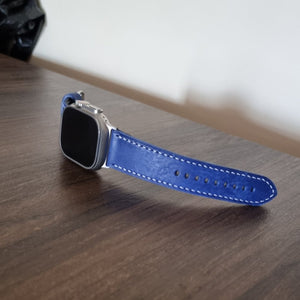 Indianleathercraft Blue Italian leather apple watch bands