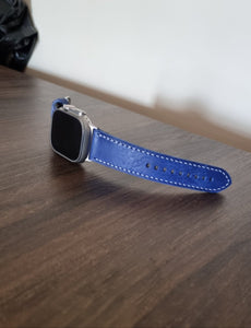 Indianleathercraft Blue Italian leather apple watch bands