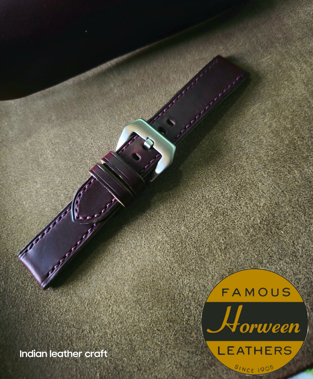 Indianleathercraft Burgundy / 20mm Horween leather watch strap