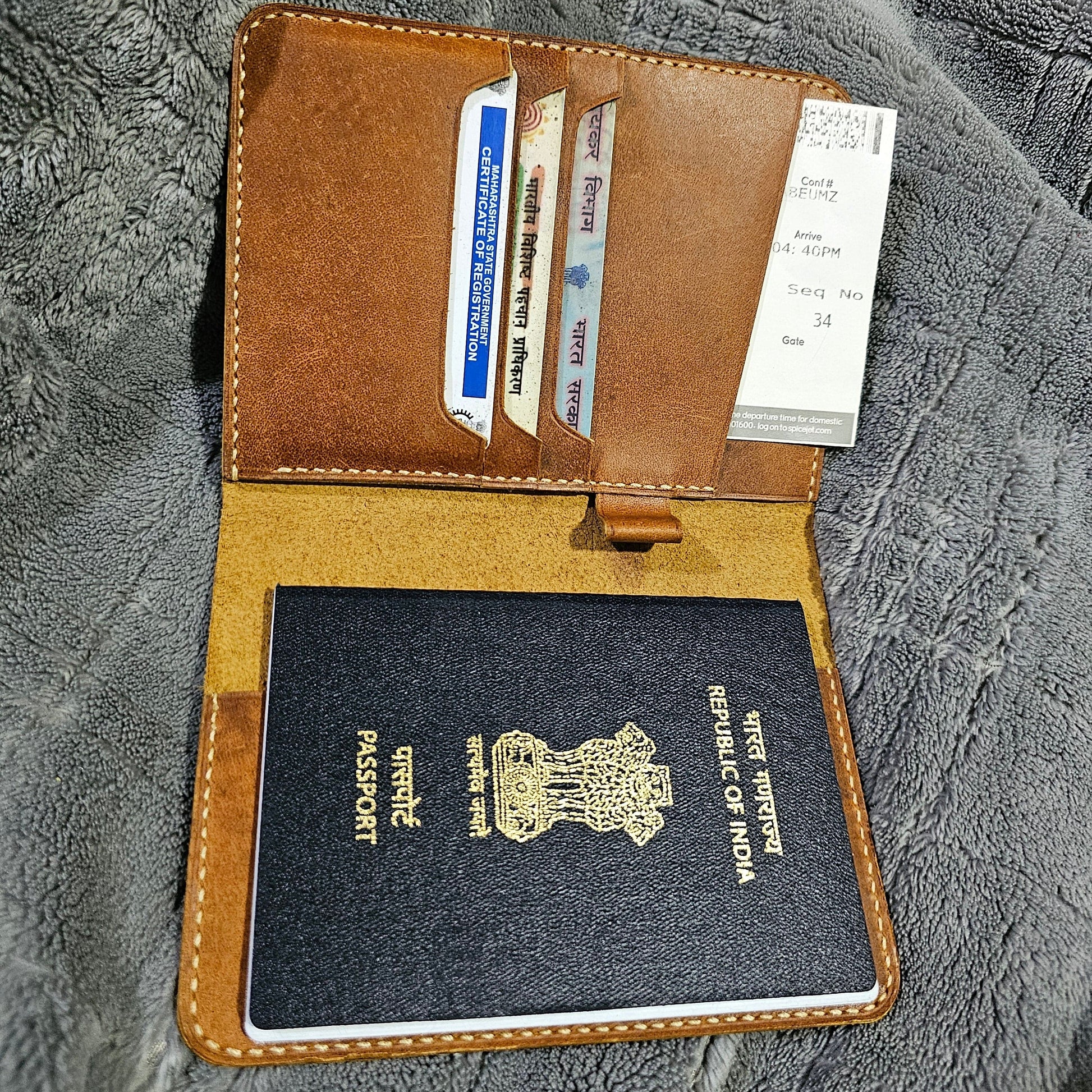 Indianleathercraft Handmade leather passport wallet