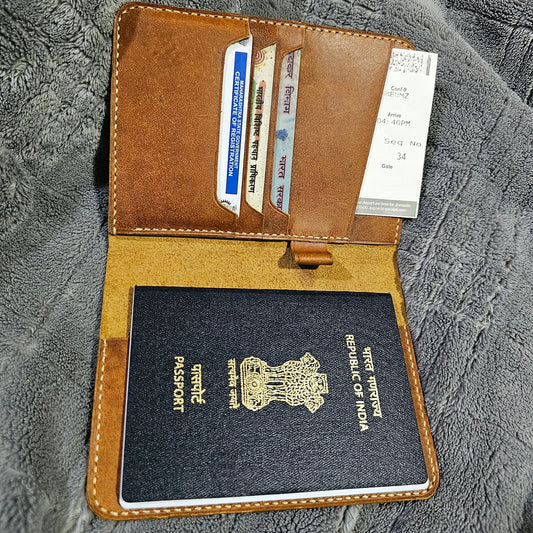 Indianleathercraft Handmade leather passport wallet