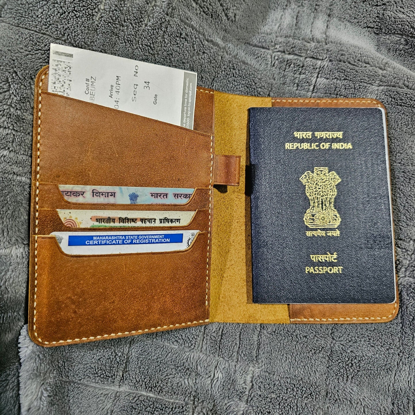 Indianleathercraft Handmade leather passport wallet