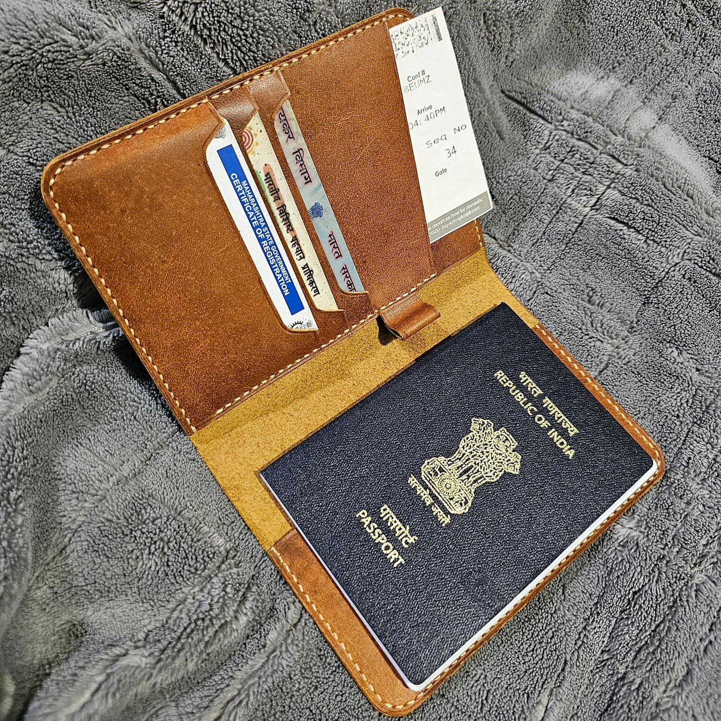 Indianleathercraft Handmade leather passport wallet