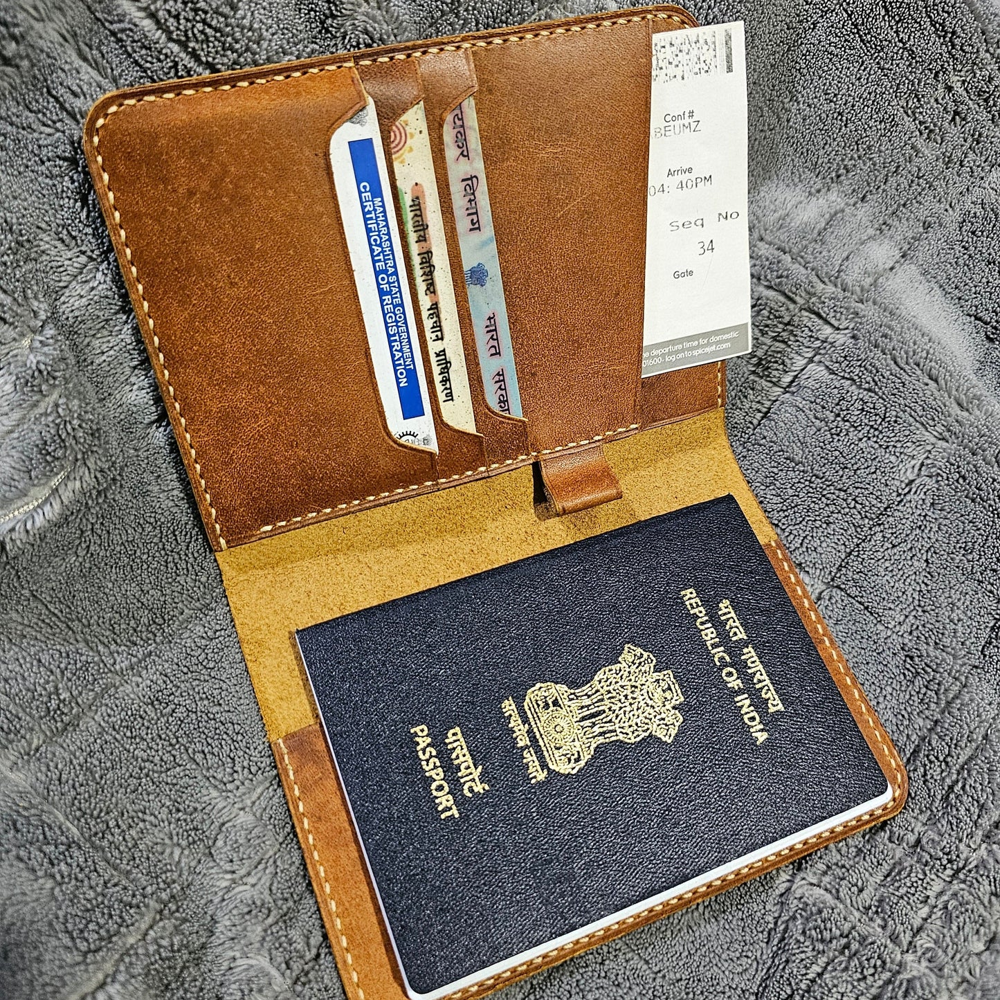 Indianleathercraft Handmade leather passport wallet