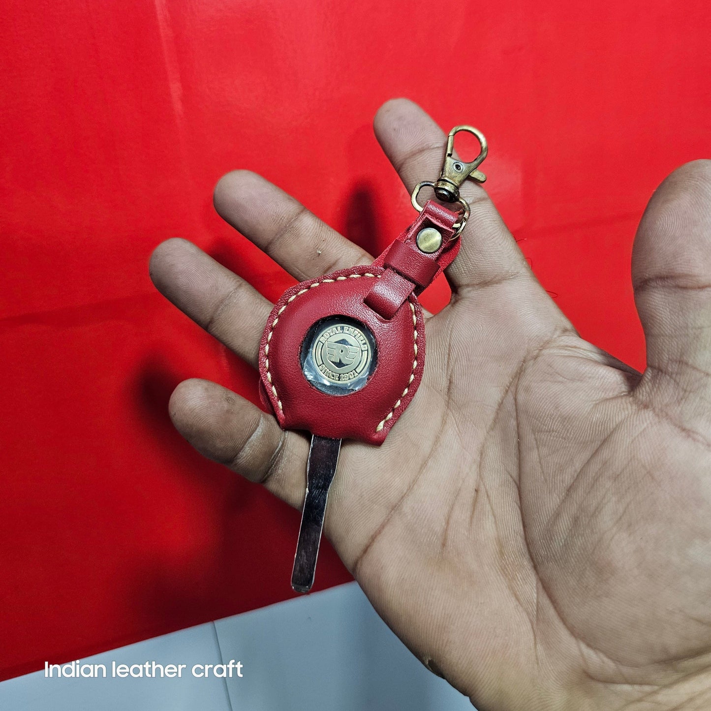 Indianleathercraft interceptor 650 Red Royal Enfield Twins 650 - Interceptor 650 & Continental GT 650 leather key cover