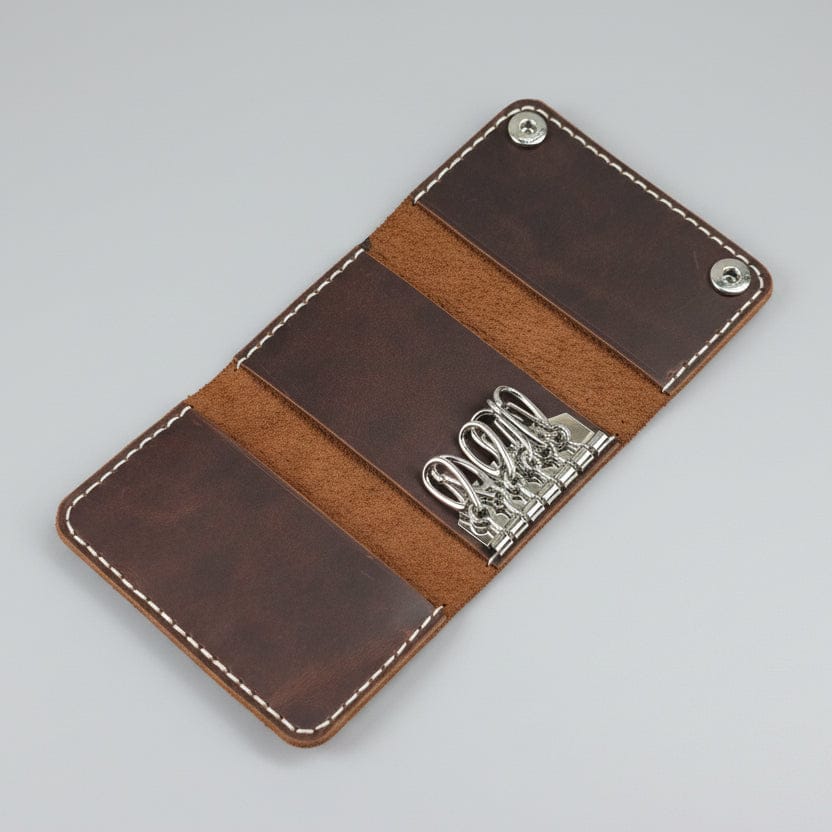 Indianleathercraft Keychains Moca Brown Leather key pouch