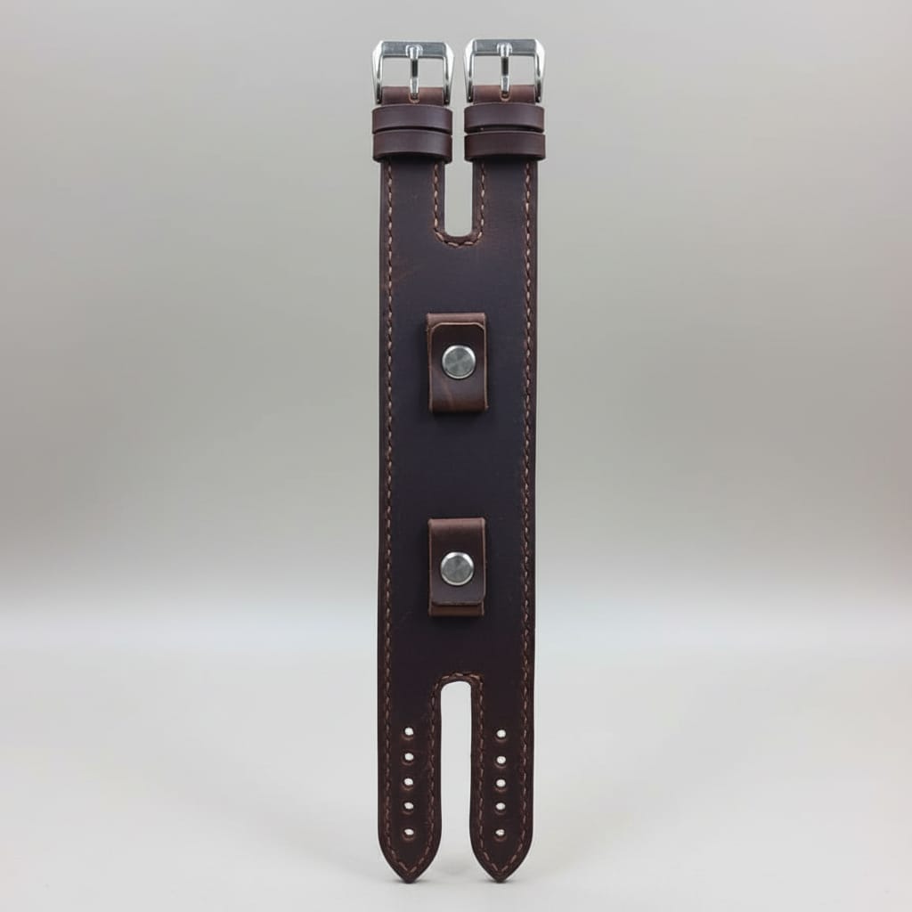 Indianleathercraft leather strap 10mm / Brown Handmade cuff style bund leather strap