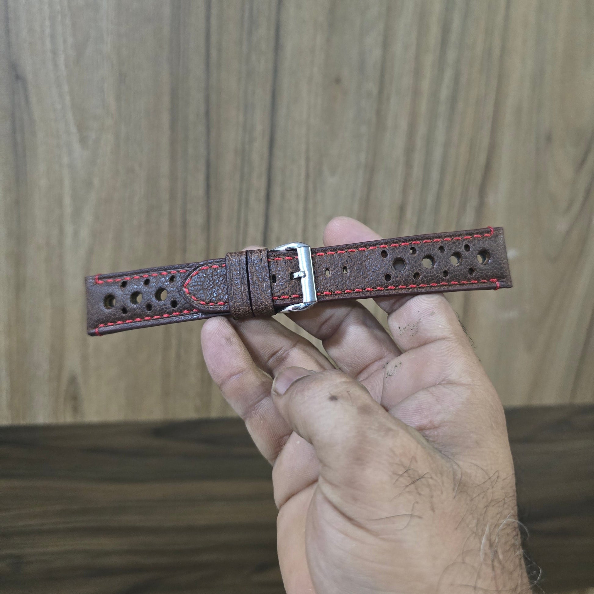 Indianleathercraft leather strap 18mm Vintage brown racing strap