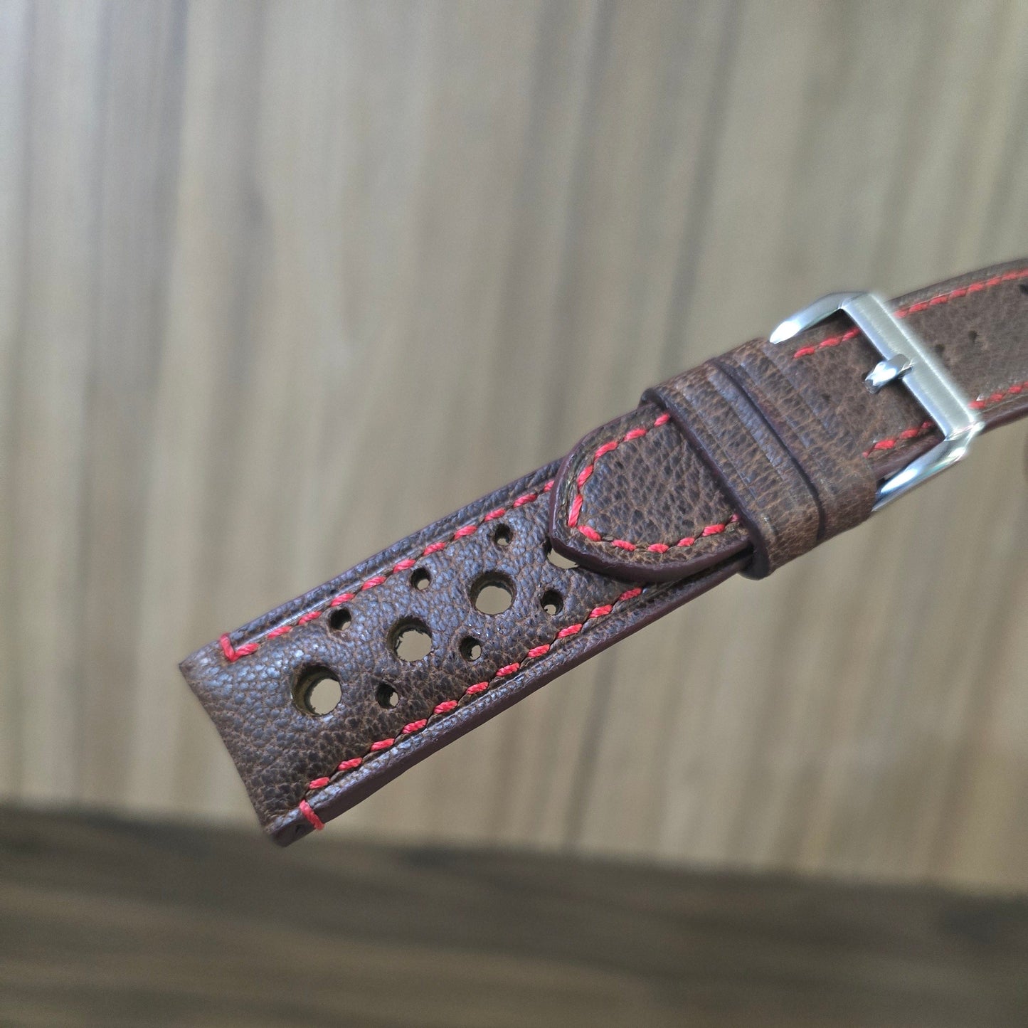 Indianleathercraft leather strap 19mm Vintage brown racing strap