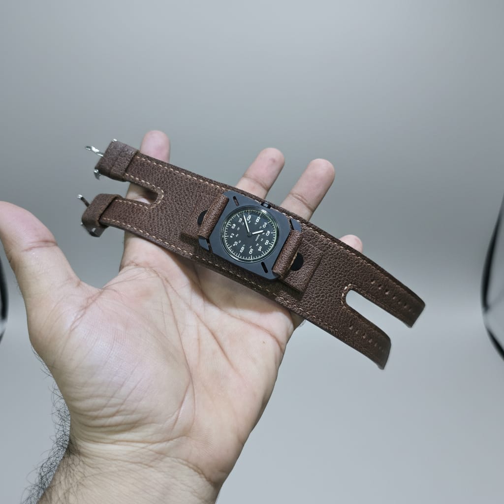 Indianleathercraft leather strap 6.5-7inches / Brown / Silver Handmade DWC Terra strap