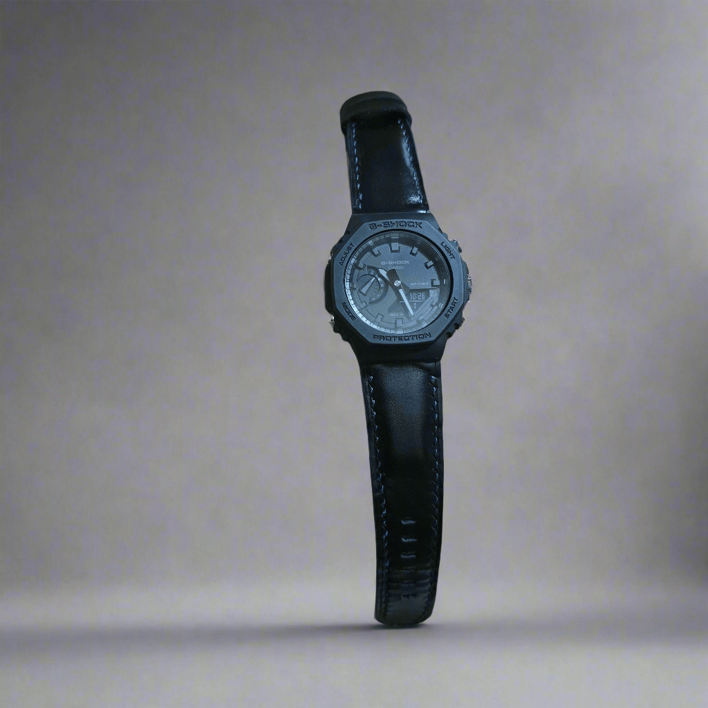 Indianleathercraft leather strap Black / GA-2100 series - 16mm Handmade Casio G shock leather strap