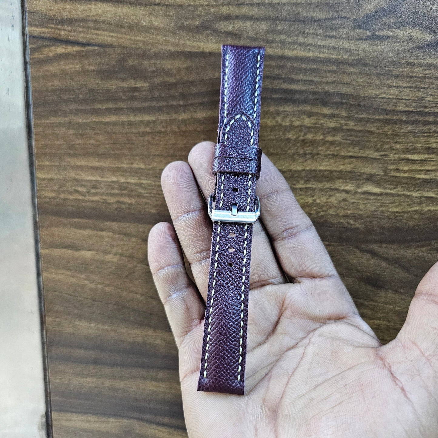 Indianleathercraft leather strap Burgundy / 18mm Epsom leather strap