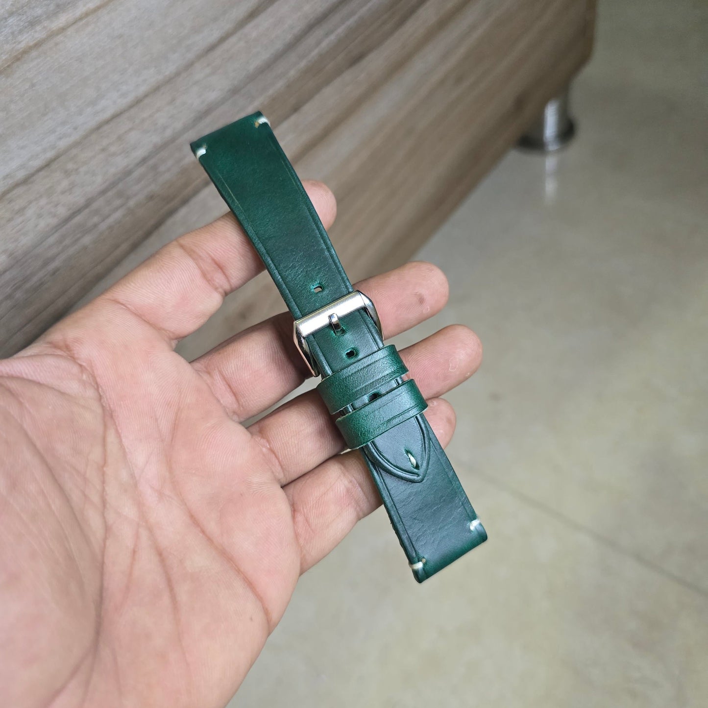 Indianleathercraft leather strap Horween Golf Green Cavalier Leather Strap