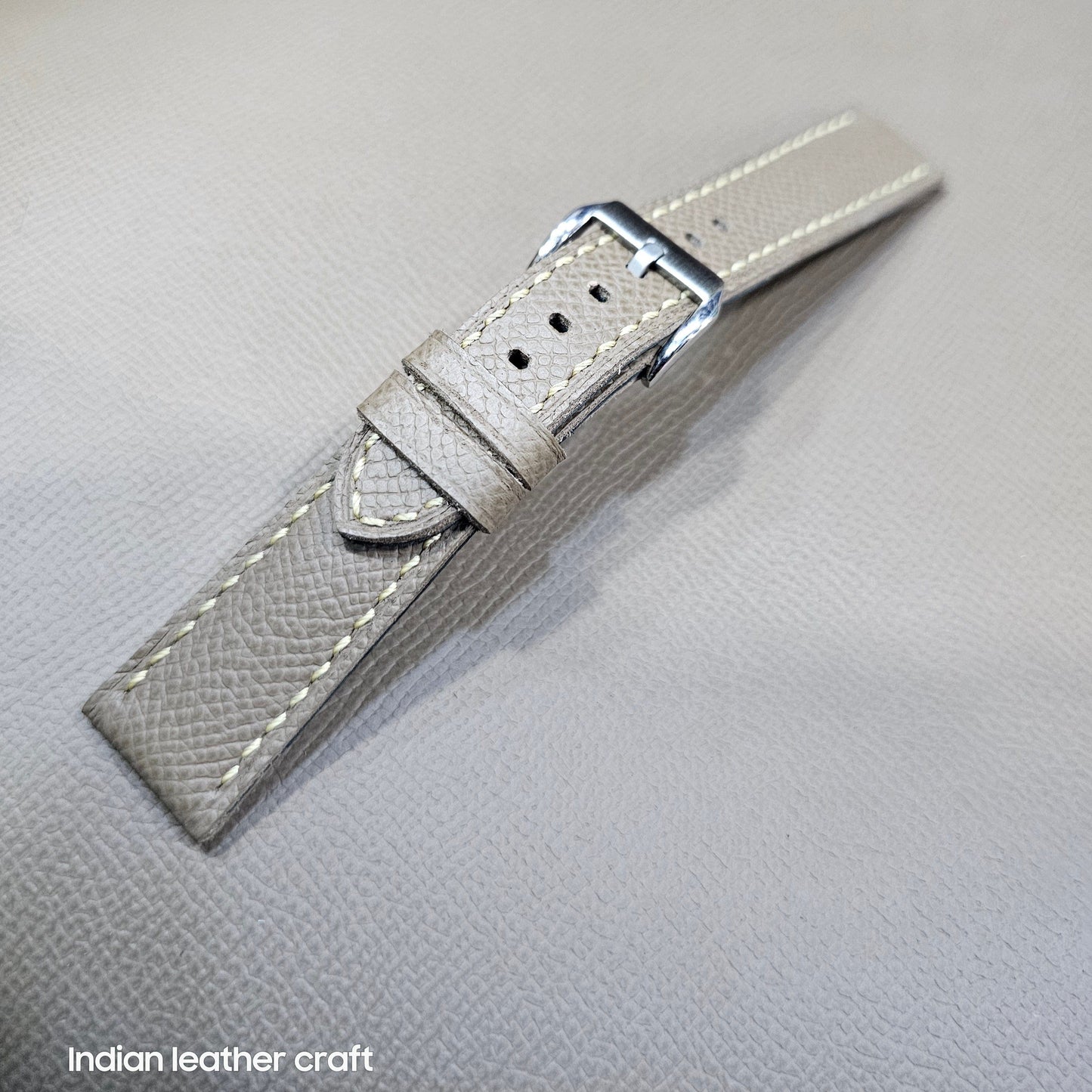 Indianleathercraft leather strap Taupe / 18mm Epsom leather strap