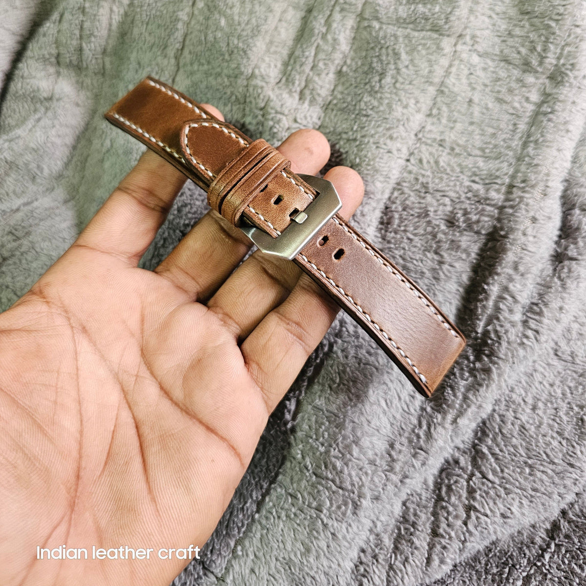 Indianleathercraft Natural / 22mm Horween leather watch strap