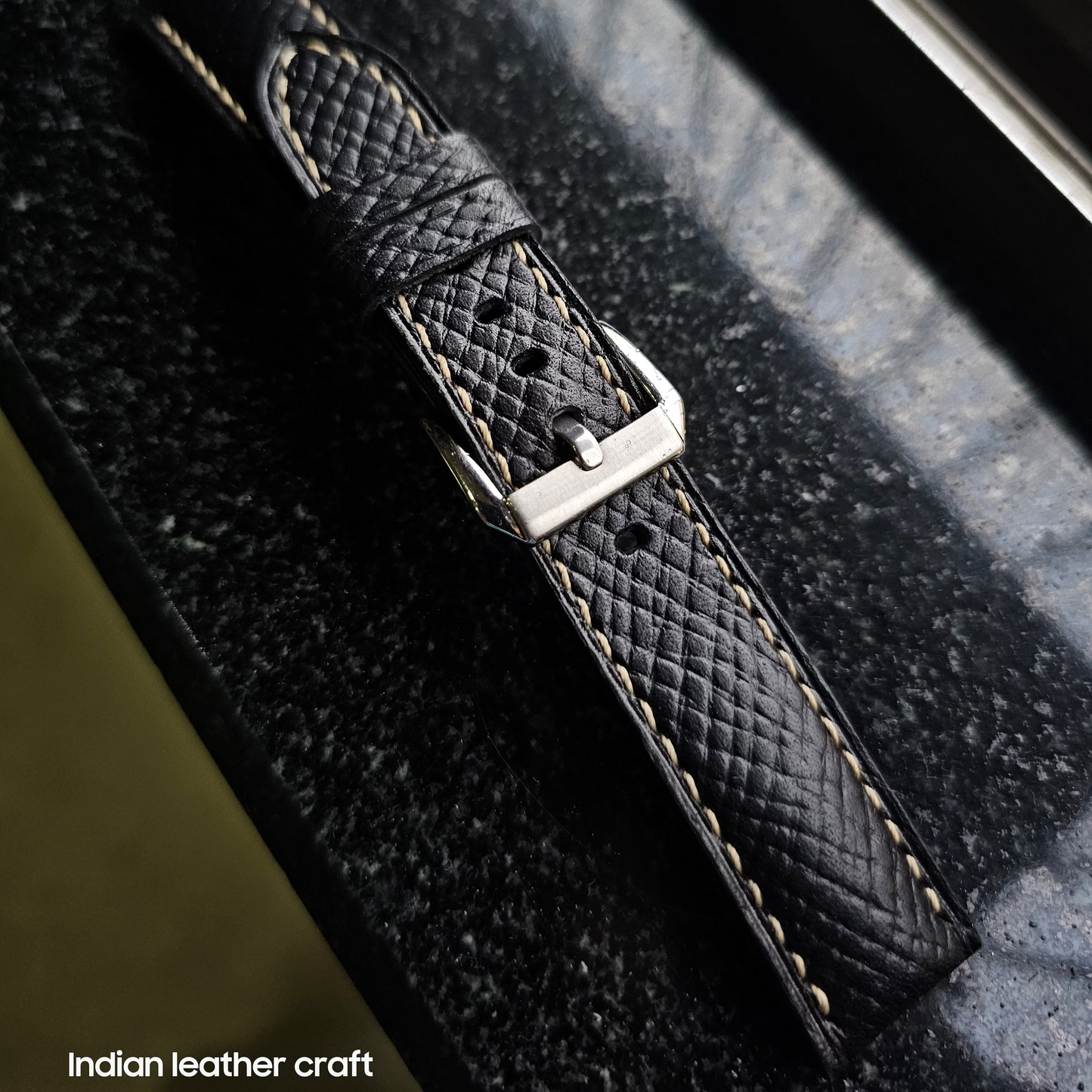 Indianleathercraft straps Black / 18mm Handmade Italian leather strap