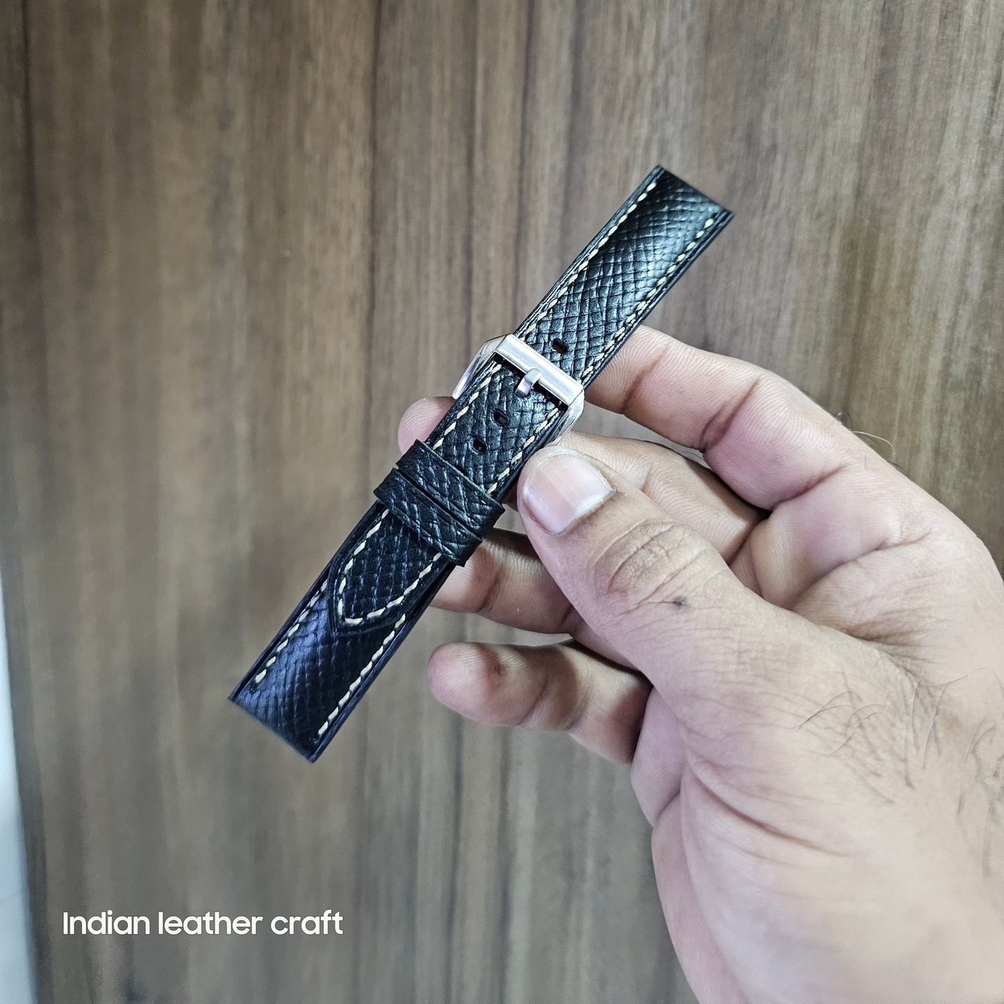 Indianleathercraft straps Black / 20mm Handmade Italian leather strap